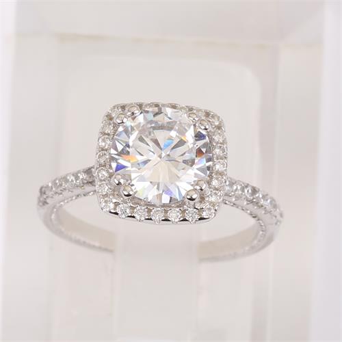China round silver rings with cubic zirconia for wholesale from China factory