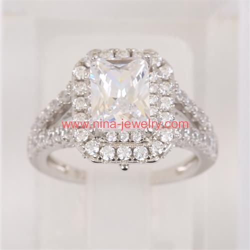 Radiant cut rings with cz for wholesale from China factory