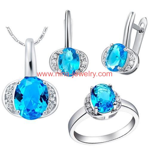 Blue topaz silver jewelry sets Nina China - 副本