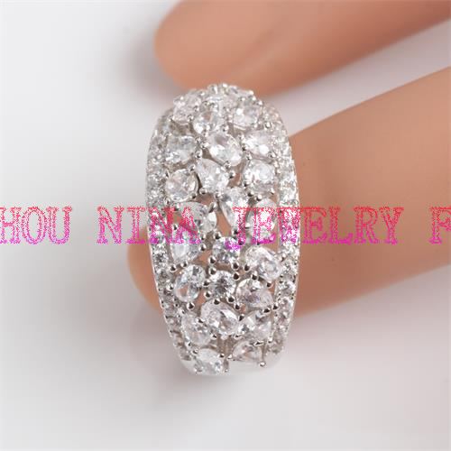 sterling silver ring water drop cubic zircon bridal style fashion ring from China factory 