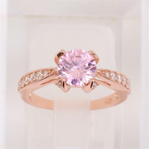 Rose Gold Plated 925 Sterling Silver Engagement Ring