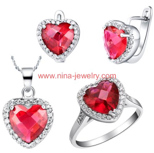 Wholesale ruby Silver Jewelry Sets for women in China factory