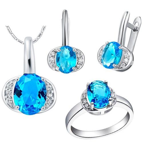 Blue topaz silver jewelry sets Nina China - 副本